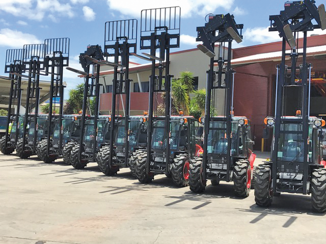 multiple premium forklifts parked in a row
