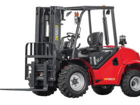 FLDAXT25-01Y2ZS Enforcer 2.5T 2WD Diesel Rough Terrain Forklift- Front/Side View